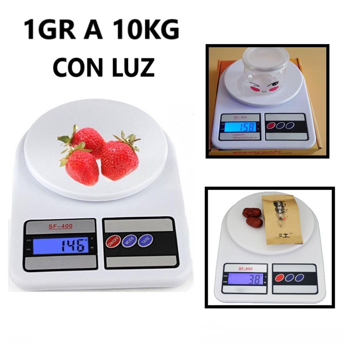 GENERICO - BALANZA DE COCINA CON LUZ 1GR A 10KG