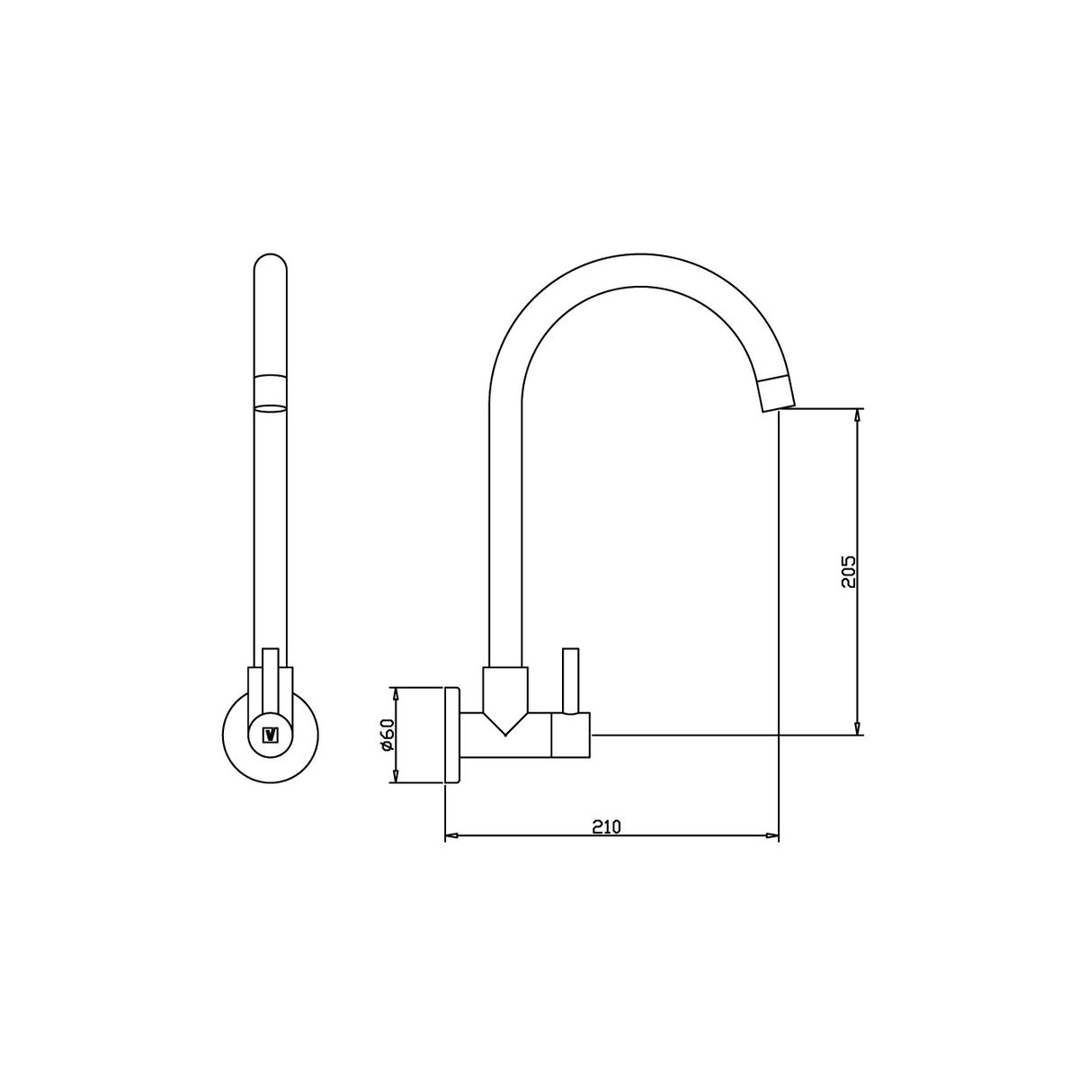 VAINSA - Llave para lavadero a la pared en acero inox Vainsa
