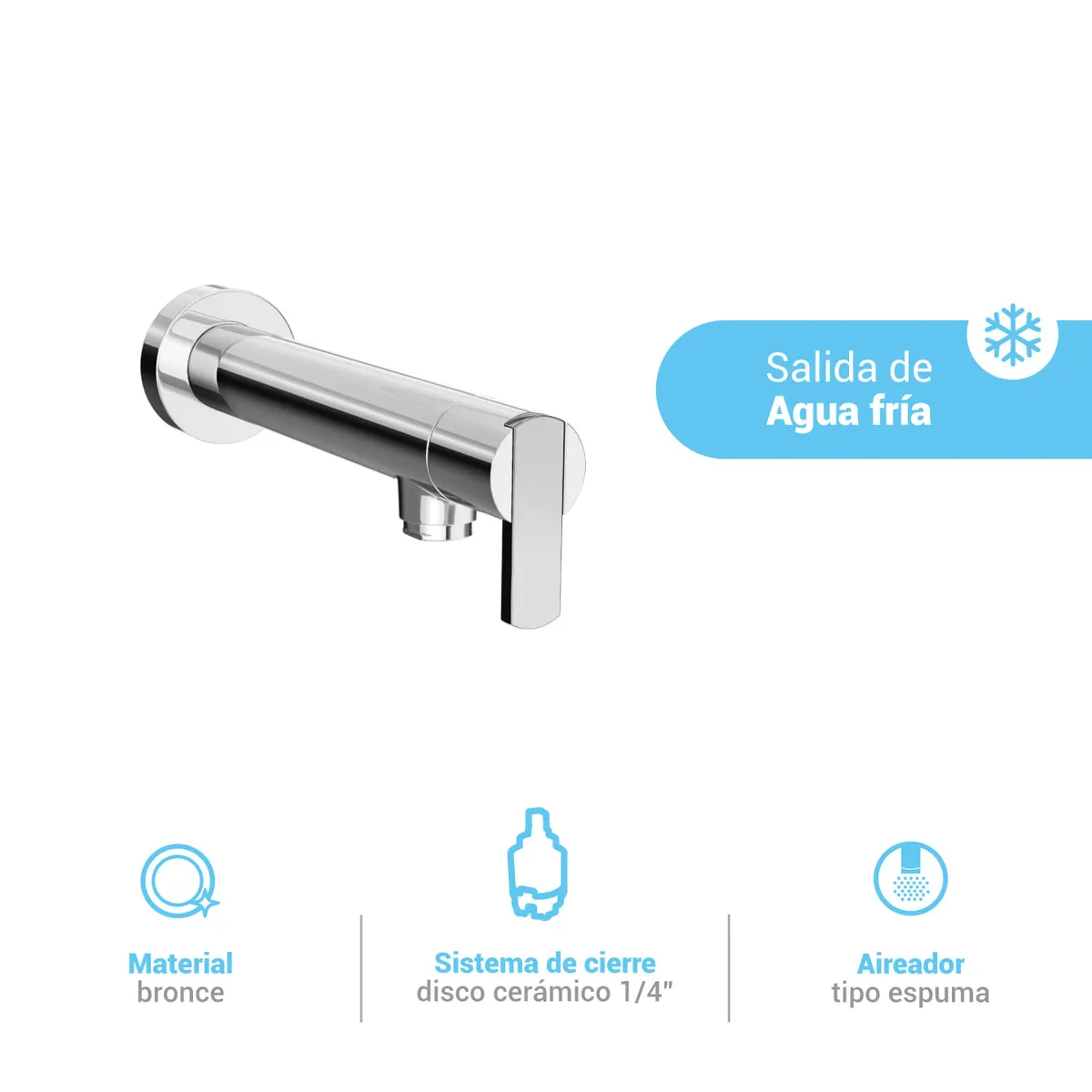 ITALGRIF - Llave para lavatorio a la pared buzios lever cromado Italgrif