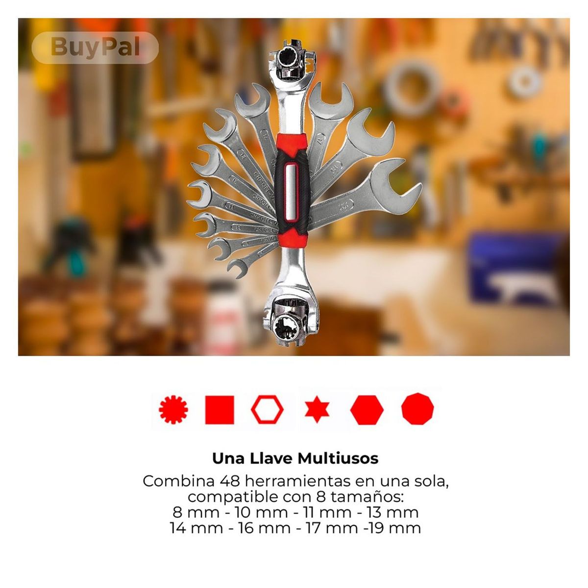 BUYPAL - Llave Universal Wrench 48 En 1 Acero Herramienta Tuercas