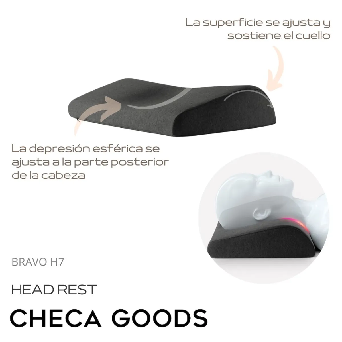 CHECAGOODS - Almohada Anatómica Ergonómica extra suave CHECA GOODS H7 Gris Oscuro