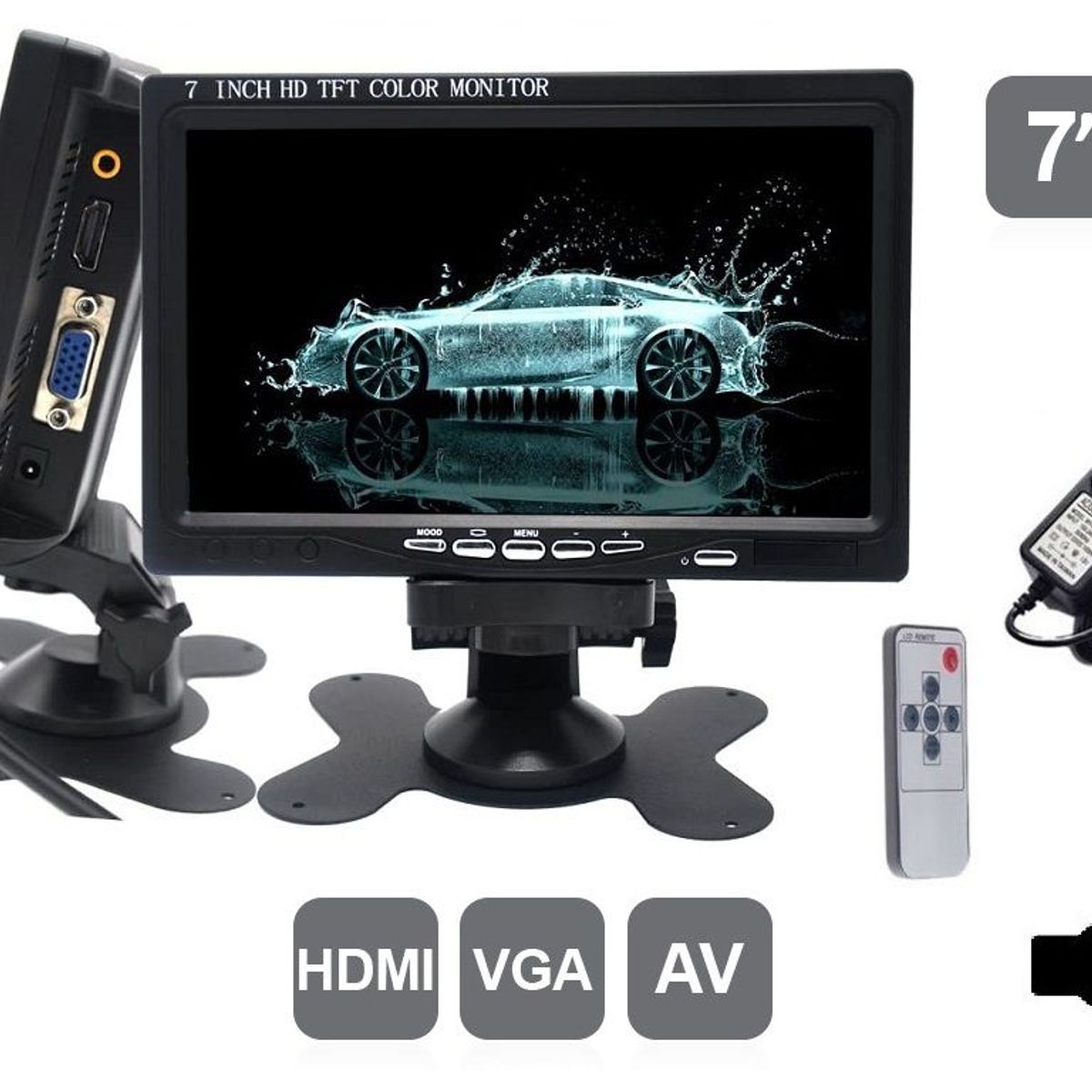 GENERICO - Monitor 7 pulgadas Hdmi Vga Rca Pantalla Lcd HD Audio Cctv