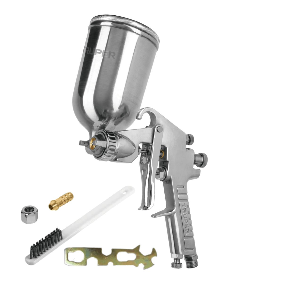 TRUPER - Pistola para pintar gravedad LVMP vaso aluminio boquilla 2.0 mm Truper