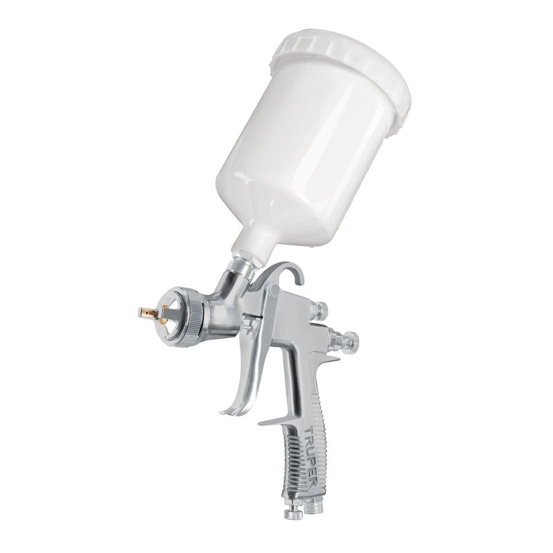 TRUPER - Pistola para pintar gravedad LVLP vaso plástico boquilla 1.4 mm Truper