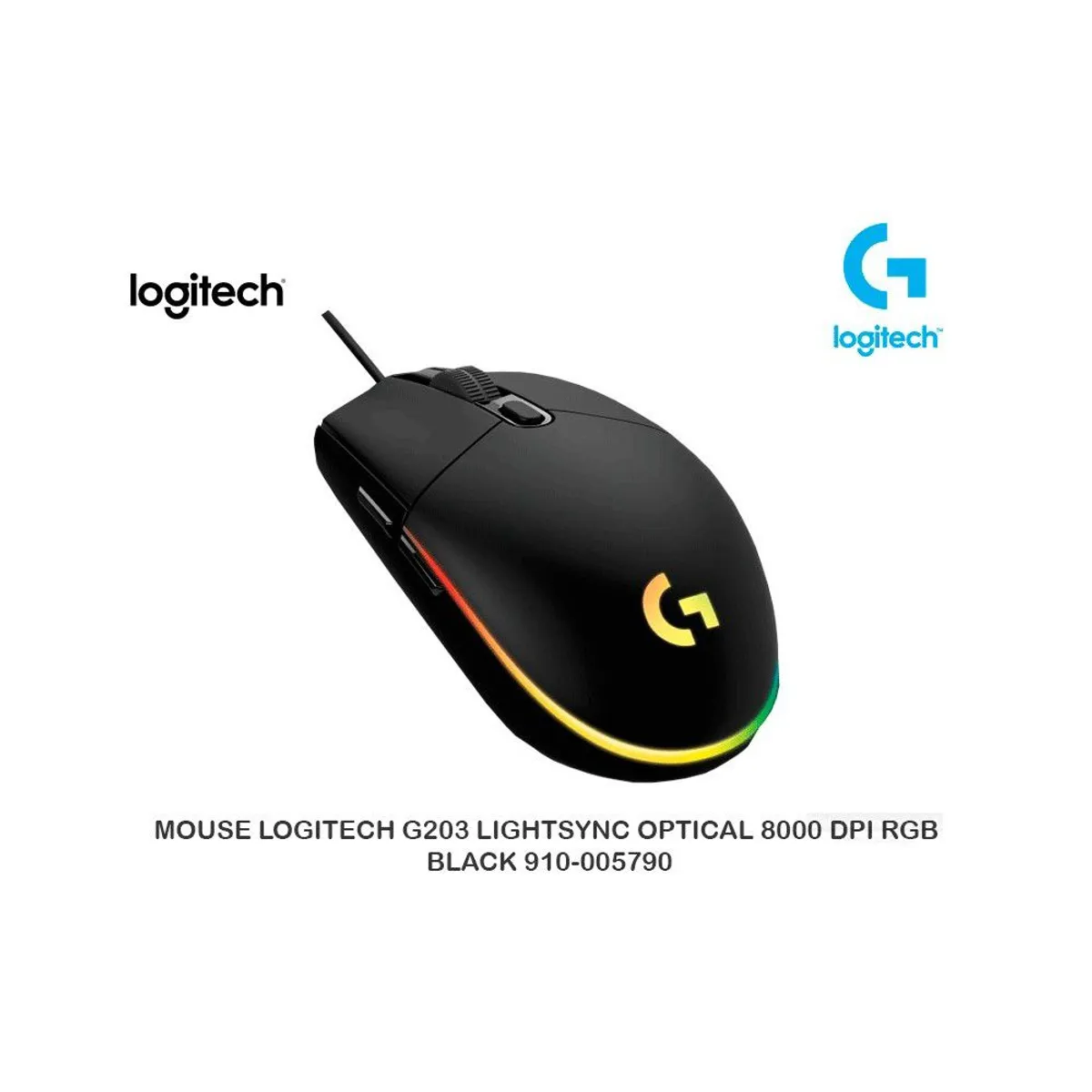 LOGITECH - Mouse Gamer Logitech G203 RGB Lightsync 6 botones Negro