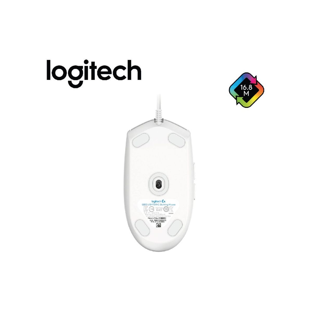 LOGITECH - Mouse Gamer Logitech G203 RGB Lightsync 6 botones Blanco