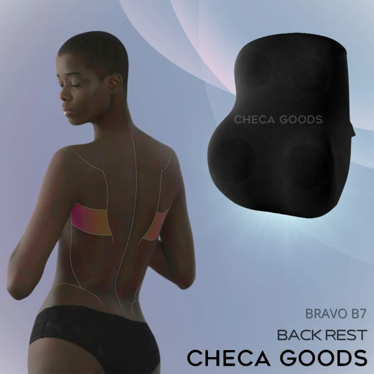 CHECAGOODS - Respaldar para Dolor de Espalda Ergonómico Checa Goods B7 Negro
