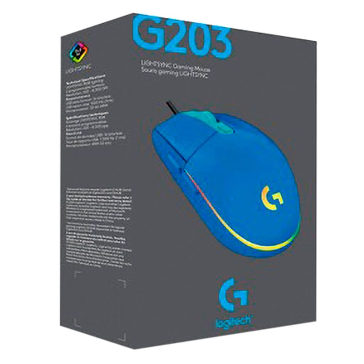 LOGITECH - Mouse Gamer Logitech G203 RGB Lightsync 6 botones Azul