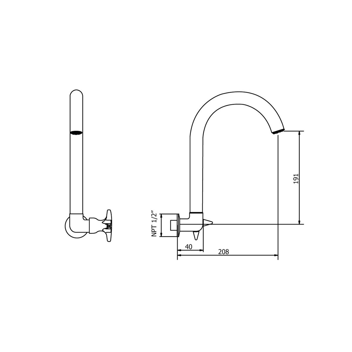 VAINSA - Llave para lavadero a la pared pico "b"sestri hecho en bronc