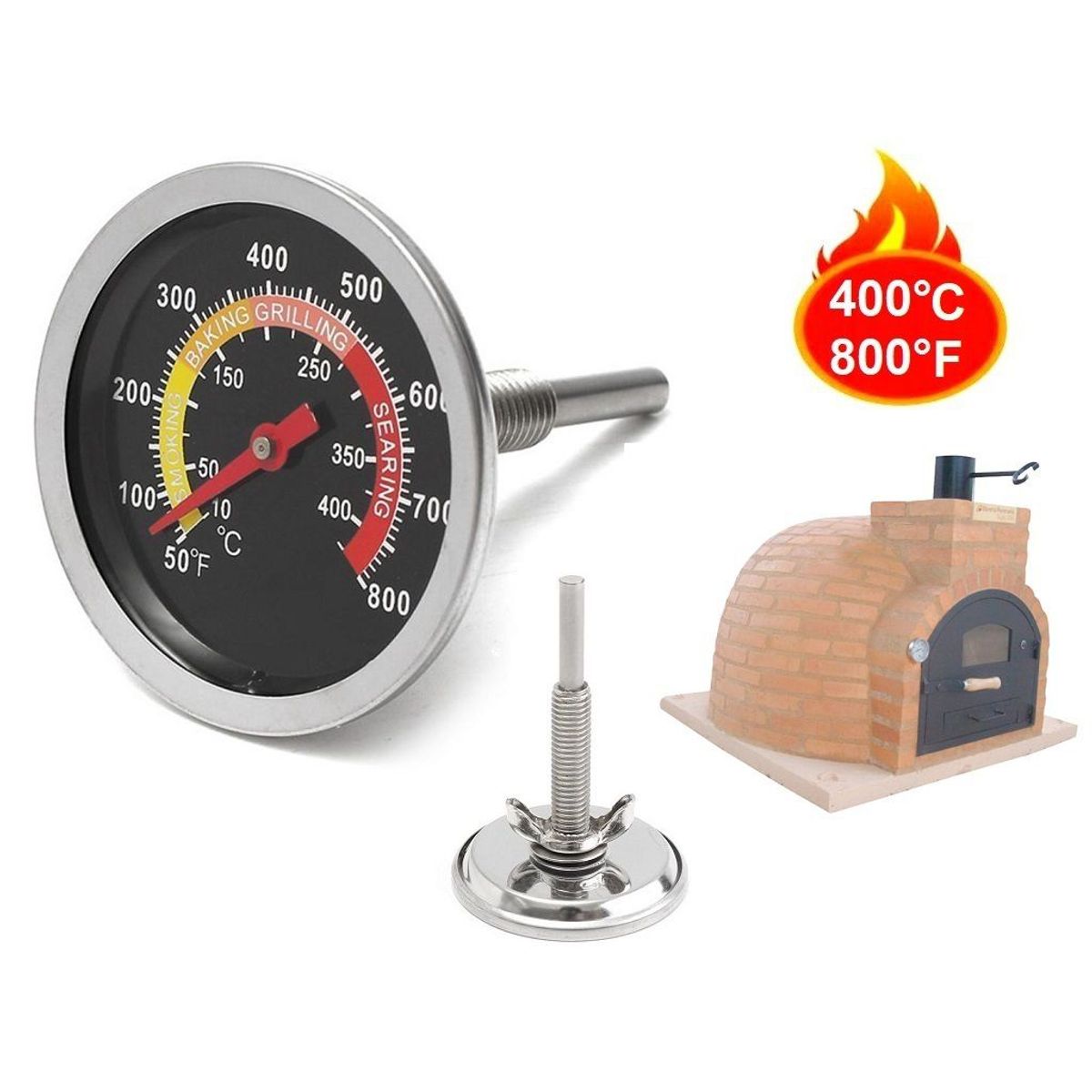 GENERICO - Termómetro Horno Artesanal Barro Cilindro Caja China 400°c