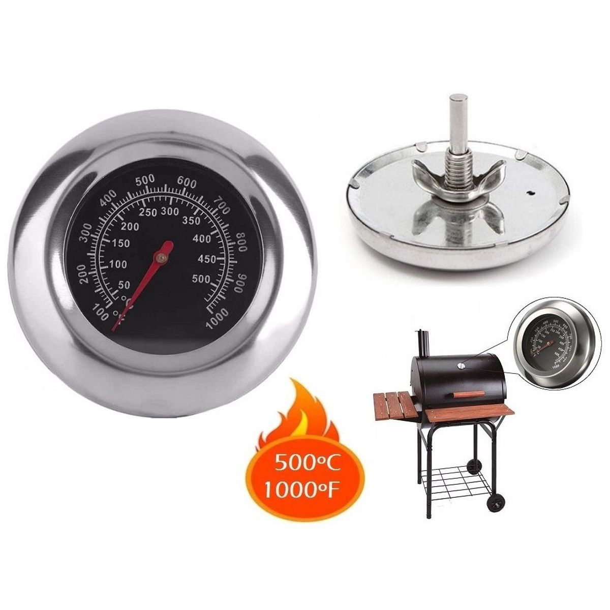 GENERICO - Termómetro Horno Artesanal Cilindro Industrial Cocina 500ºc