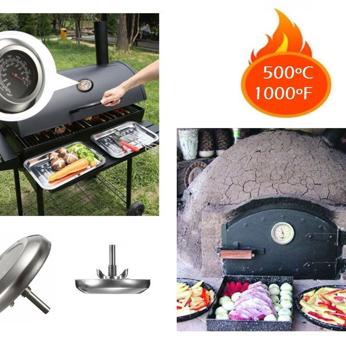 GENERICO - Termómetro Horno Artesanal Cilindro Industrial Cocina 500ºc