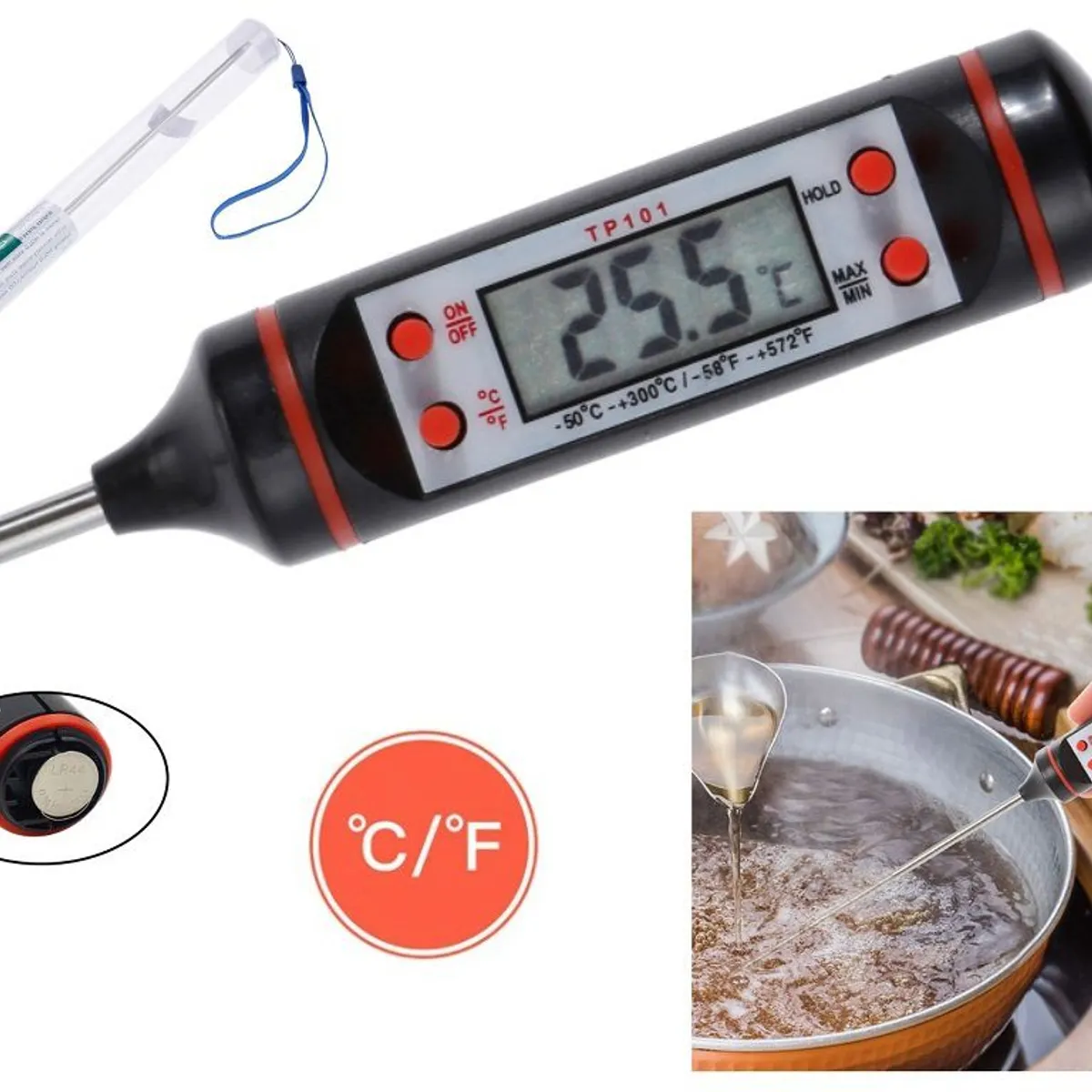 GENERICO - Termometro Cocina Digital LCD Temperatura C° F°Comida Líquidos