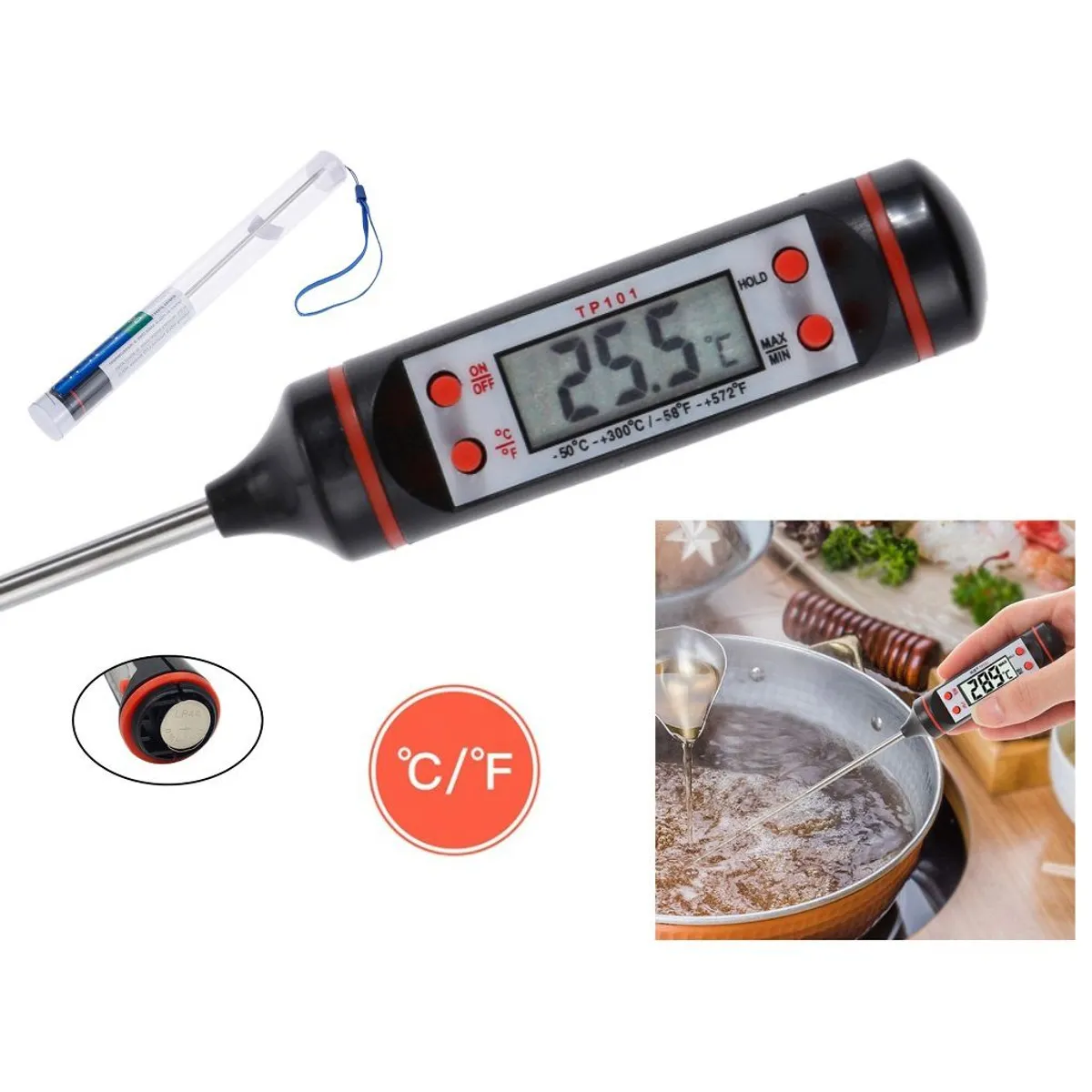GENERICO - Termometro Cocina Digital LCD Temperatura C° F°Comida Líquidos