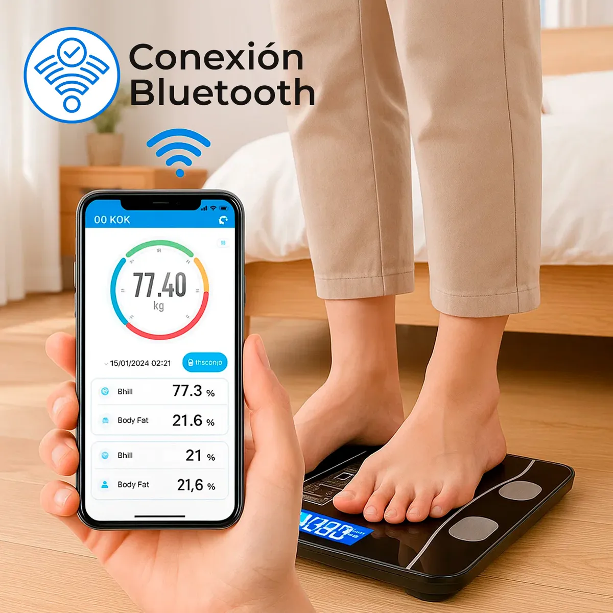 BUYPAL - Balanza Digital Bluetooth 180kg Control de Peso Inteligente