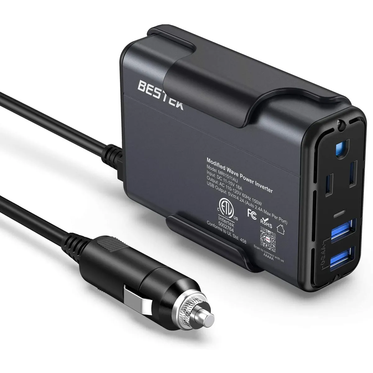 GENERICO - BESTEK Inversor de Alimentación de 150 W CC 12 V a 110 V CA