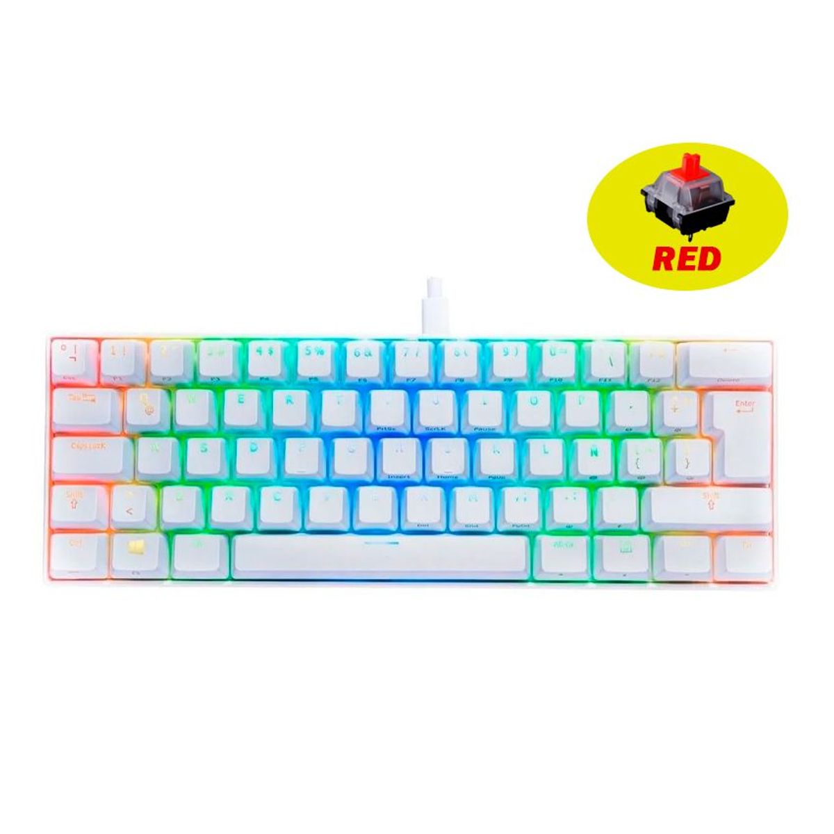 VSG - teclado gamer vsg mintaka 60%  blanco-red