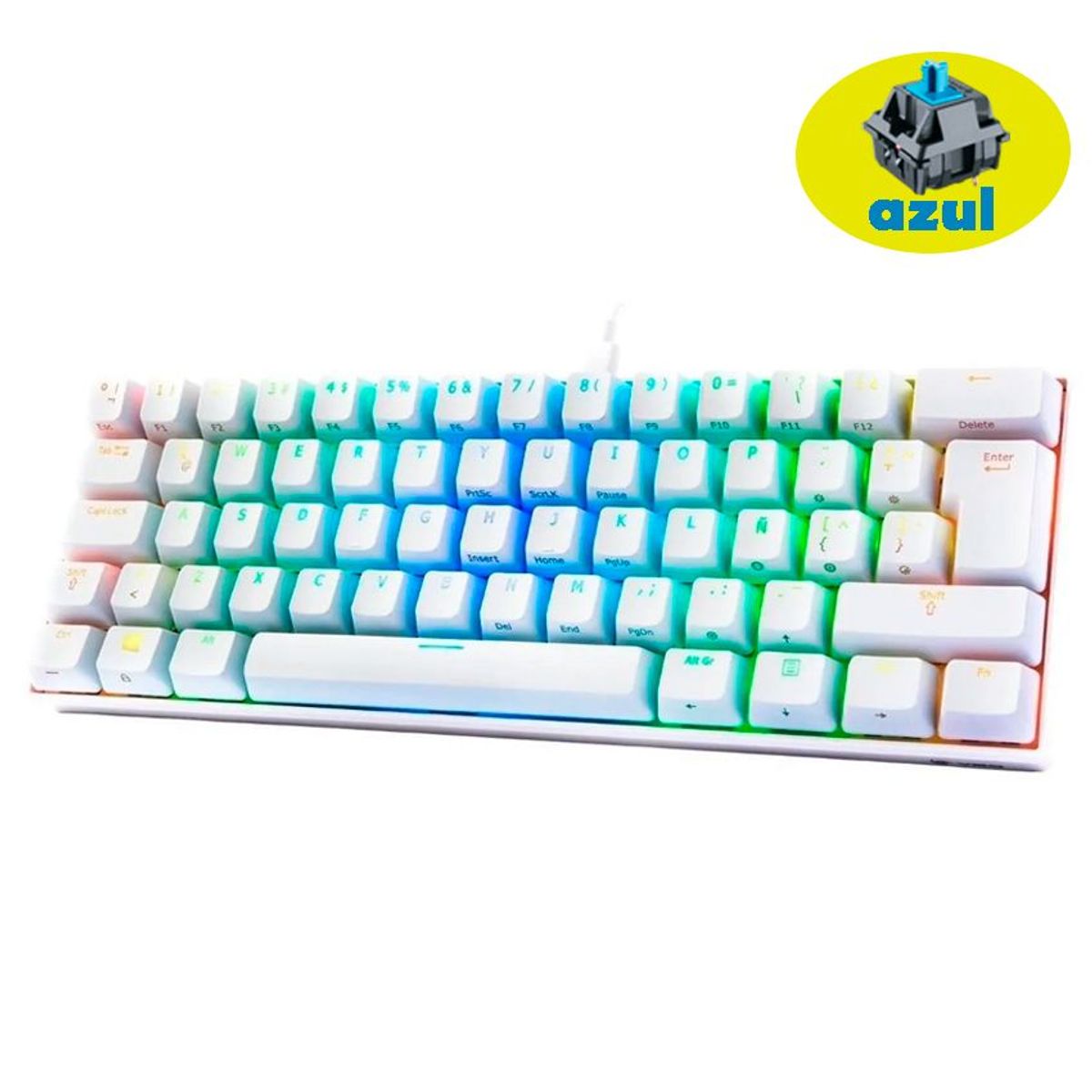 VSG - teclado mecanico mintaka vsg blanco 60%  con luz rgb-switche blue