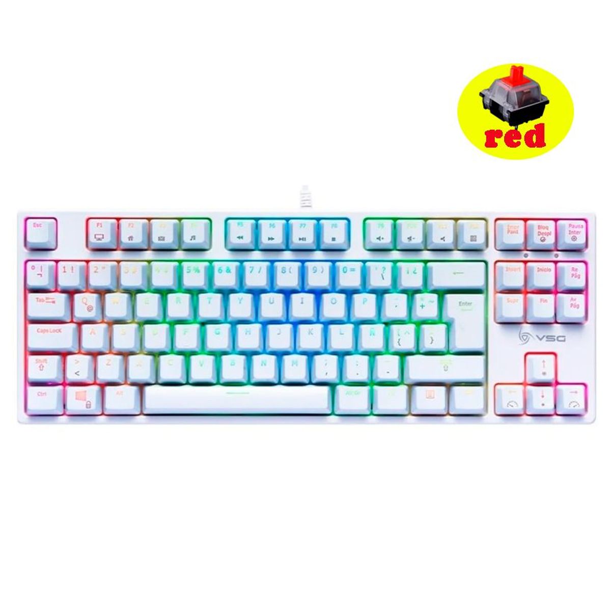 VSG - teclado mecanico vsg alnitak blanco con luz rgb -swiche red
