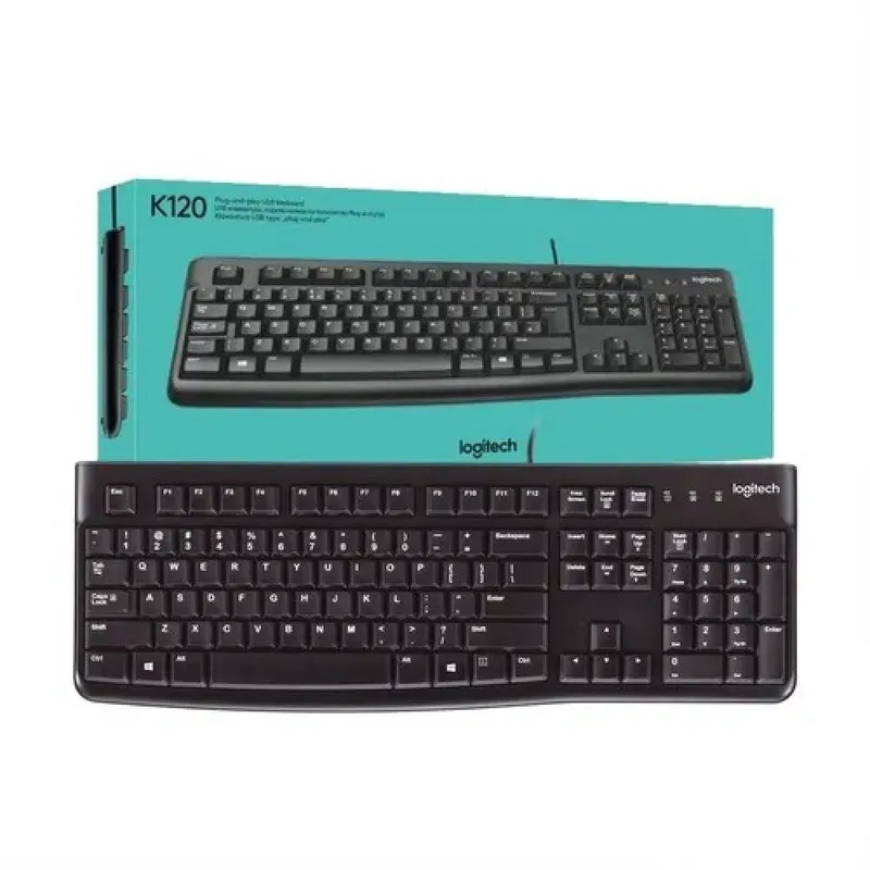 LOGITECH - Teclado Logitech K120 Plug and Play Oficina Standard Durable