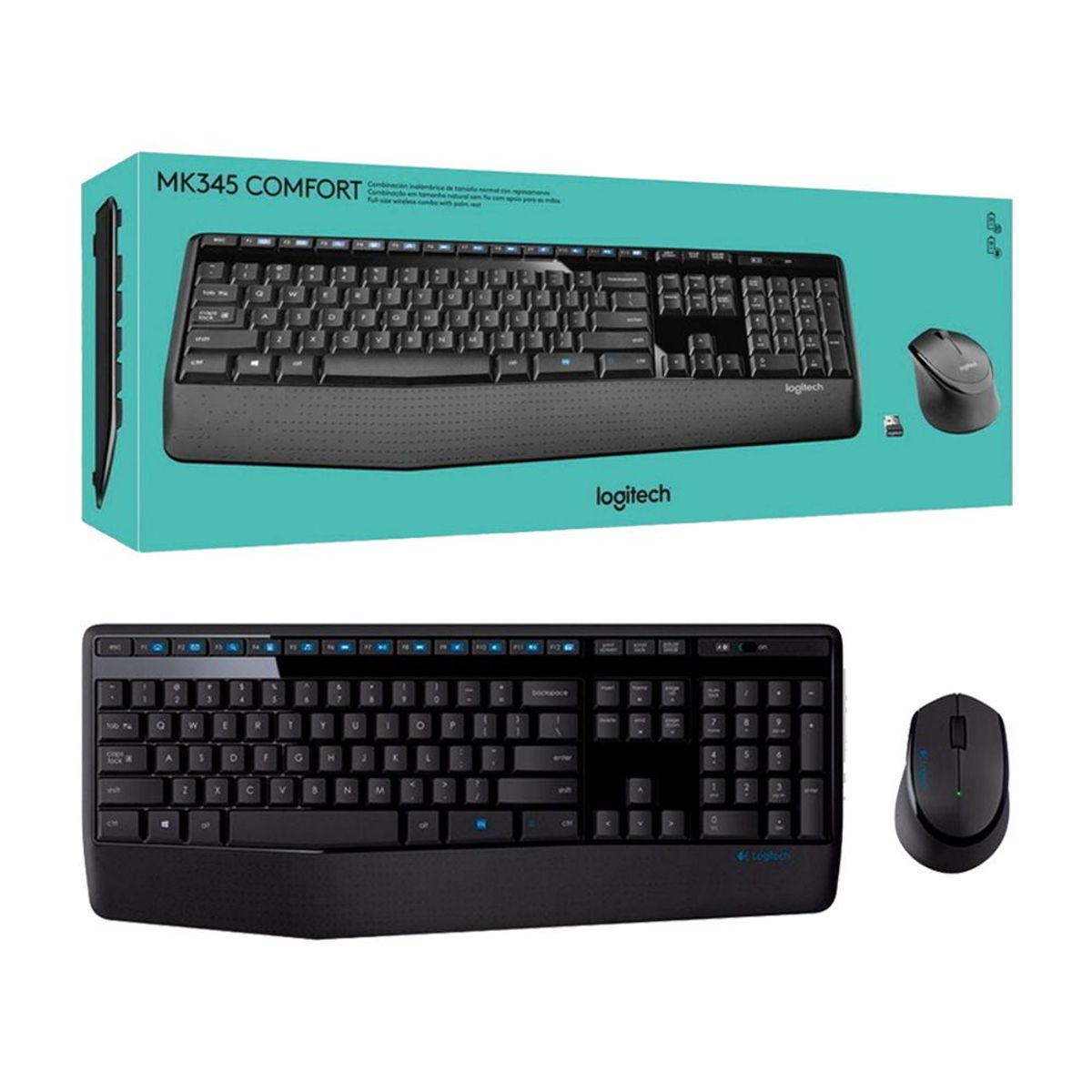 LOGITECH - Teclado & Mouse Logitech Inalámbricos MK345 Confort  Plug and Play