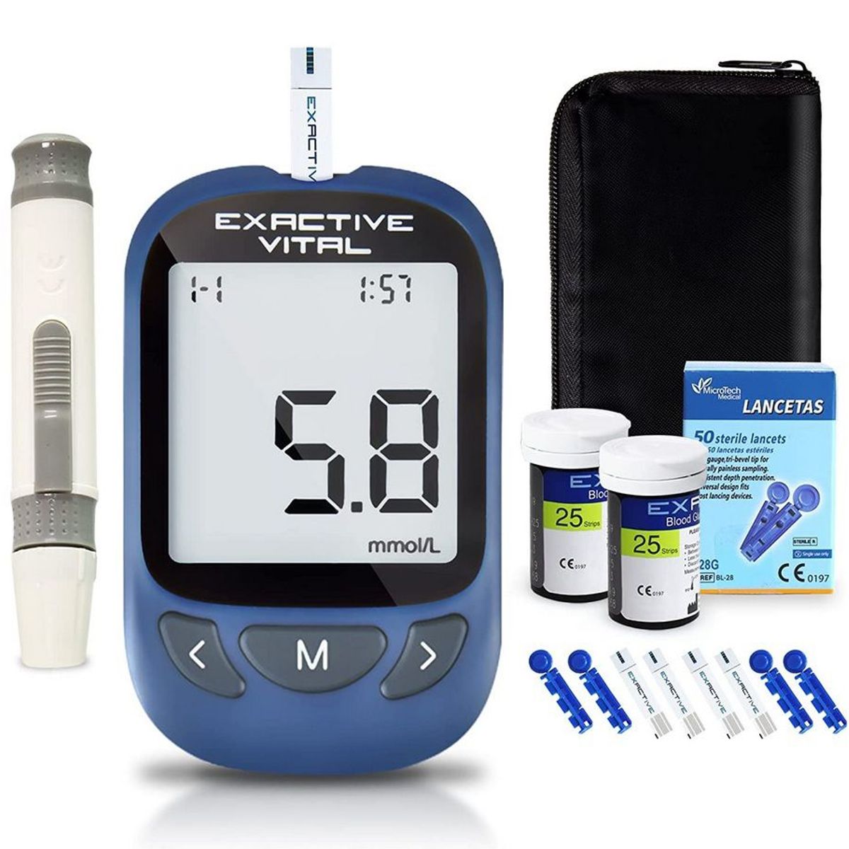 GENERICO - Glucometro Digital - Solumatica - Con 50 tiras Reactivas y Lancetas