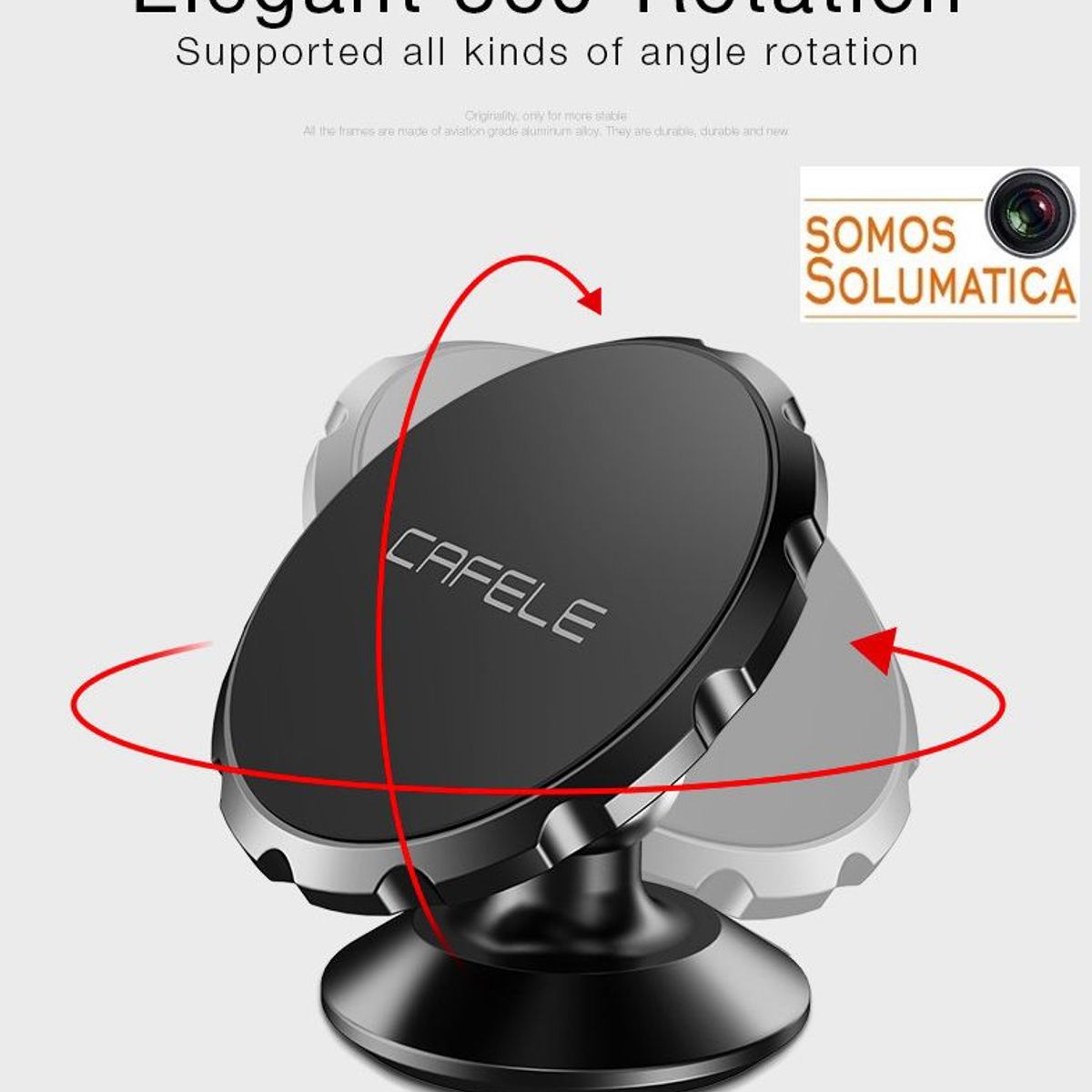 CAFELE - Soporte Magnetico De Telefono Para Carro - Solumatica - Holder Negro