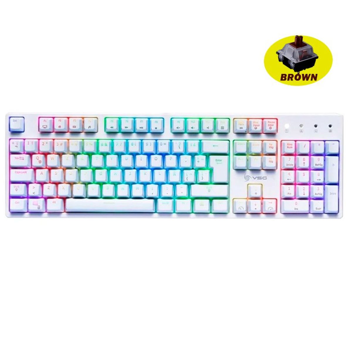 VSG - Teclado Gamer Mecanico Vsg Alnilam Switch Marron Rgb Blanco