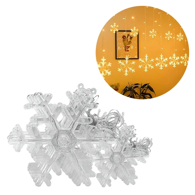 BUYPAL - Cortina Luces Navidad LED Guirnalda Copo Nieve - Calido