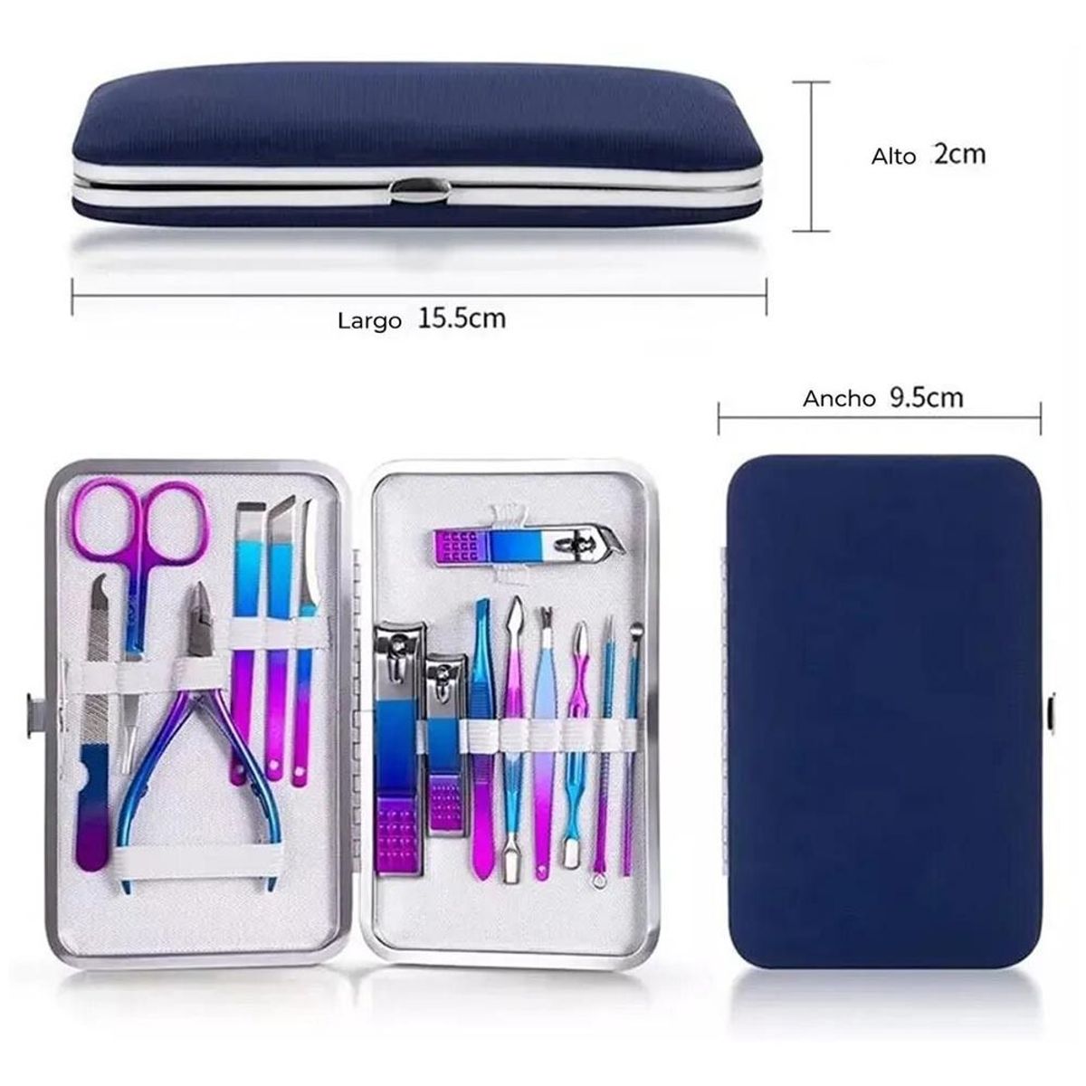 GENERICO - Set Manicura Pedicura Acero Inoxidable cortauñas15 Piezas