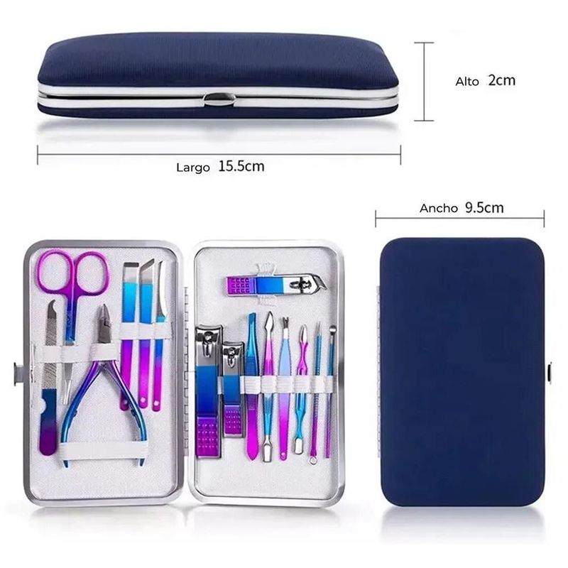 GENERICO - Set Manicura Pedicura Acero Inoxidable cortauñas15 Piezas