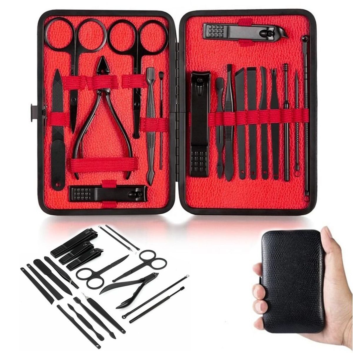 GENERICO - Set Manicura Pedicura Acero Inoxidable 18 Piezas Cortauñas