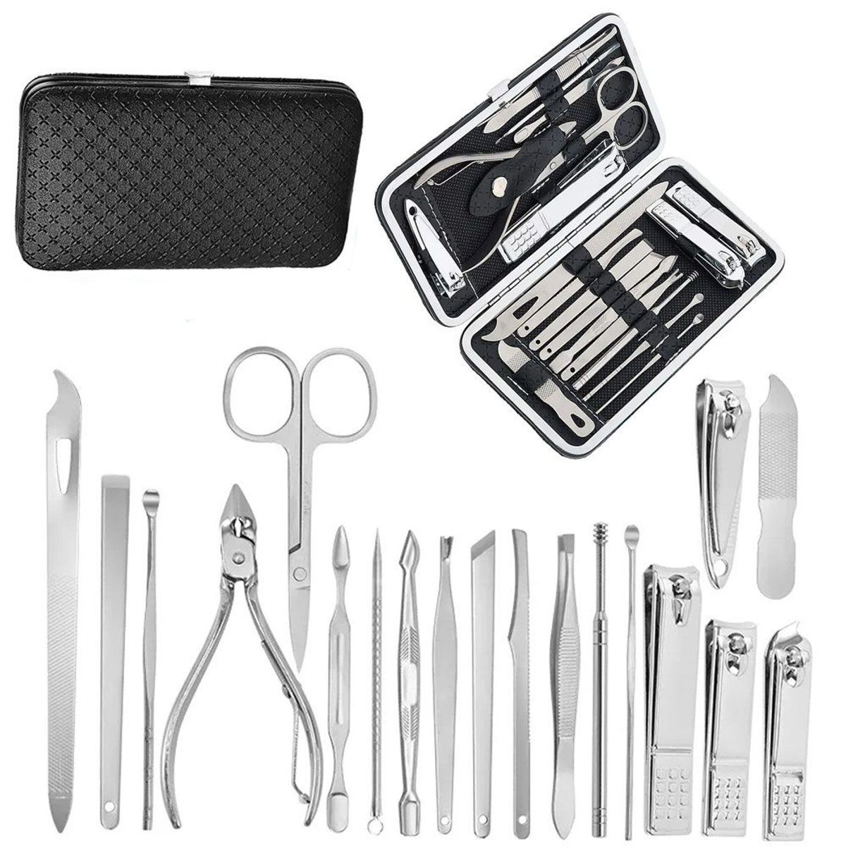 GENERICO - Set Manicura Pedicura Acero Inoxidable 19 Piezas Cortauñas