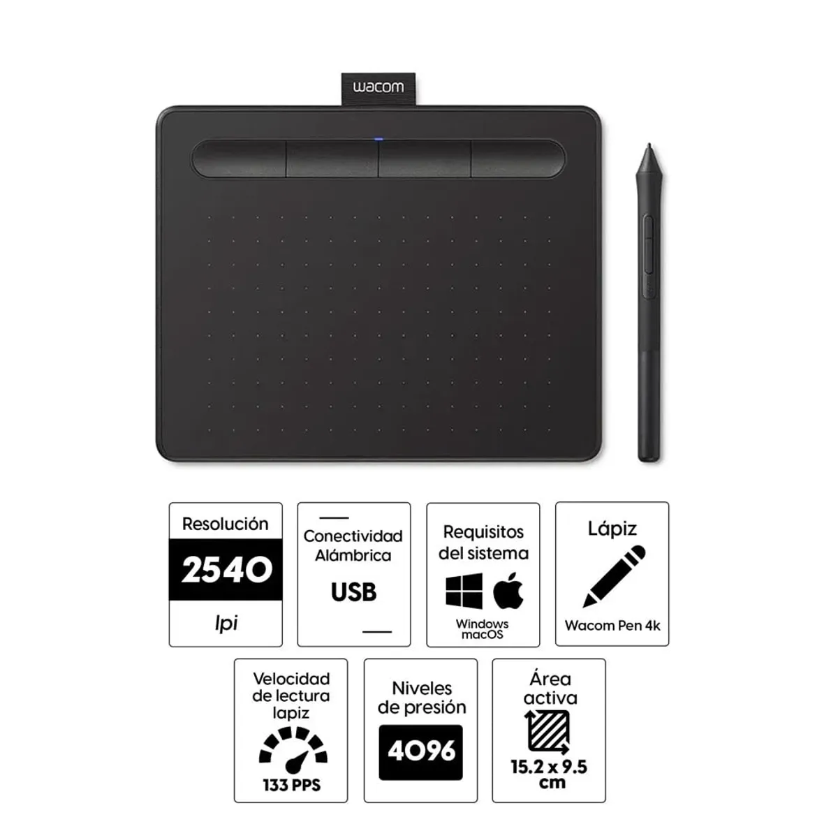 WACOM - Tableta Grafica Wacom Intous Small CTL-4100 USB Lapis Negro