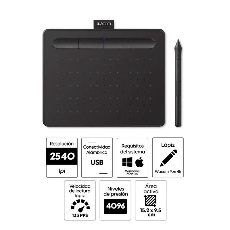 WACOM - Tableta Grafica Wacom Intous Small CTL-4100 USB Lapis Negro