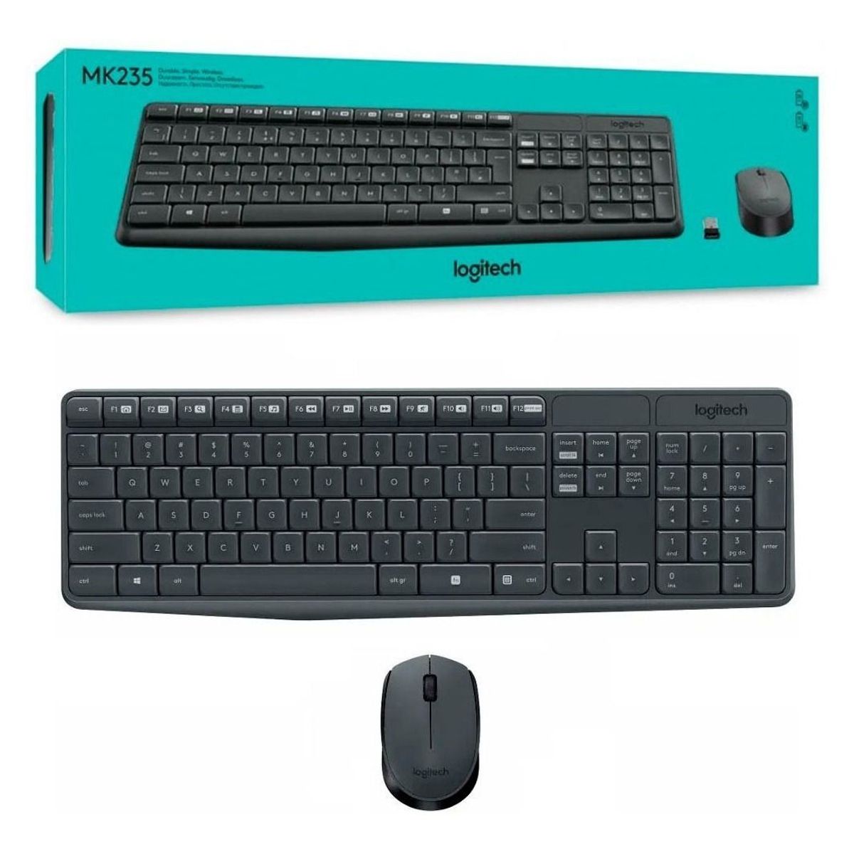 LOGITECH - Kit Teclado Logitech  Mouse Mk235 Wireless Usb Sp black