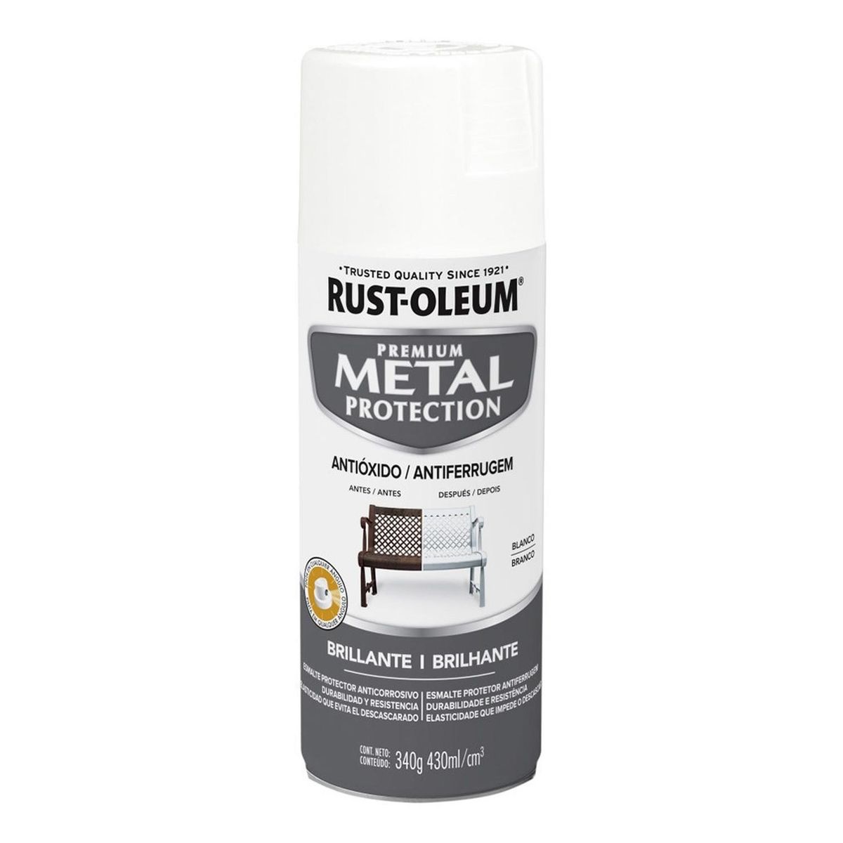 RUST OLEUM - Aerosol Anticorrosivo Metal Protection Brillante Blanco 340g