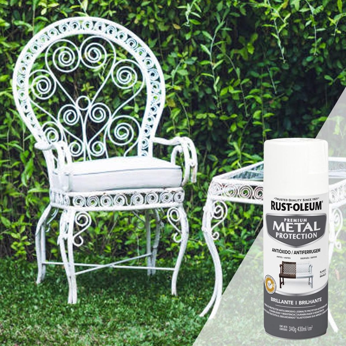 RUST OLEUM - Aerosol Anticorrosivo Metal Protection Brillante Blanco 340g