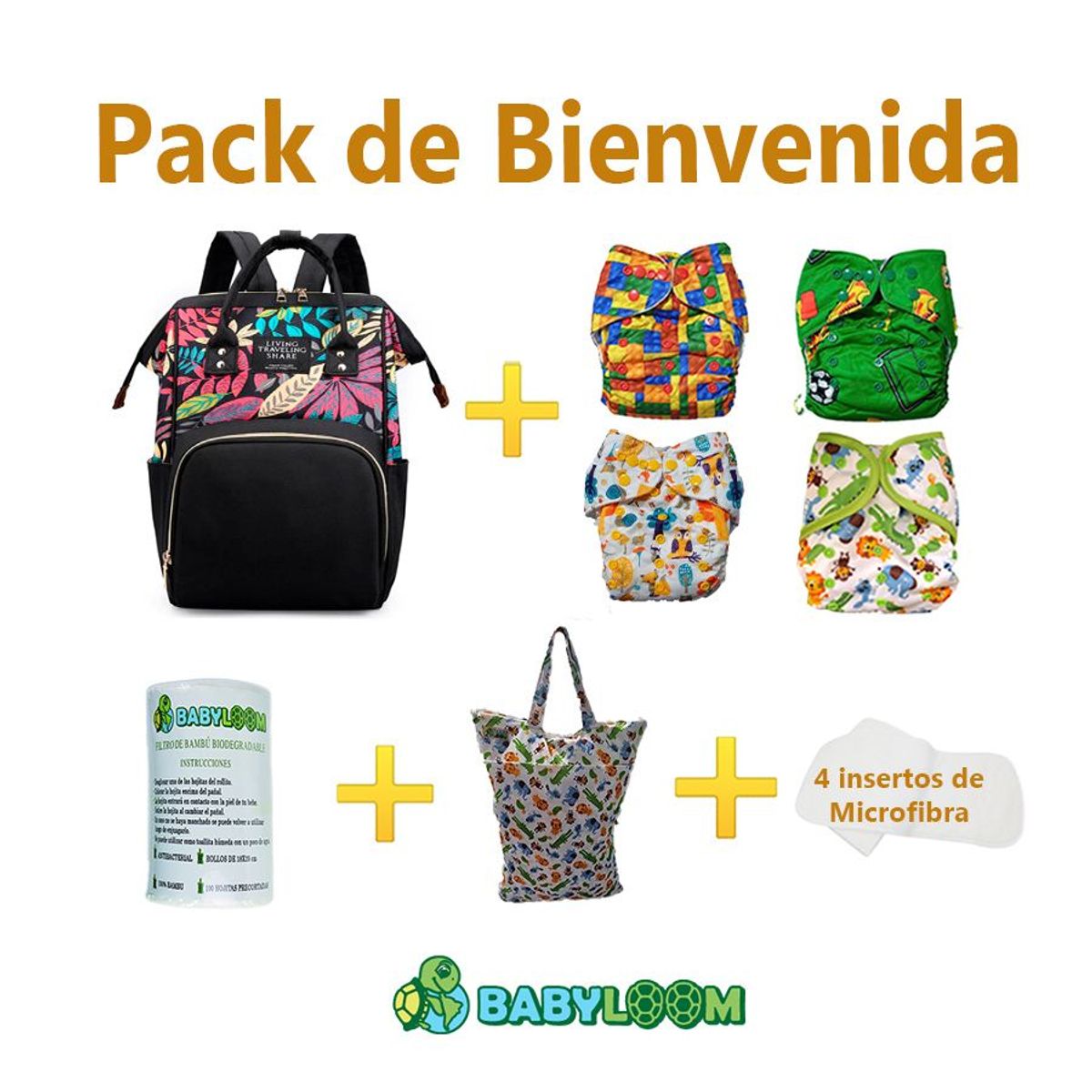 GENERICO - Pañal Ecológico de Tela Babyloom- Pack de Bienvenida