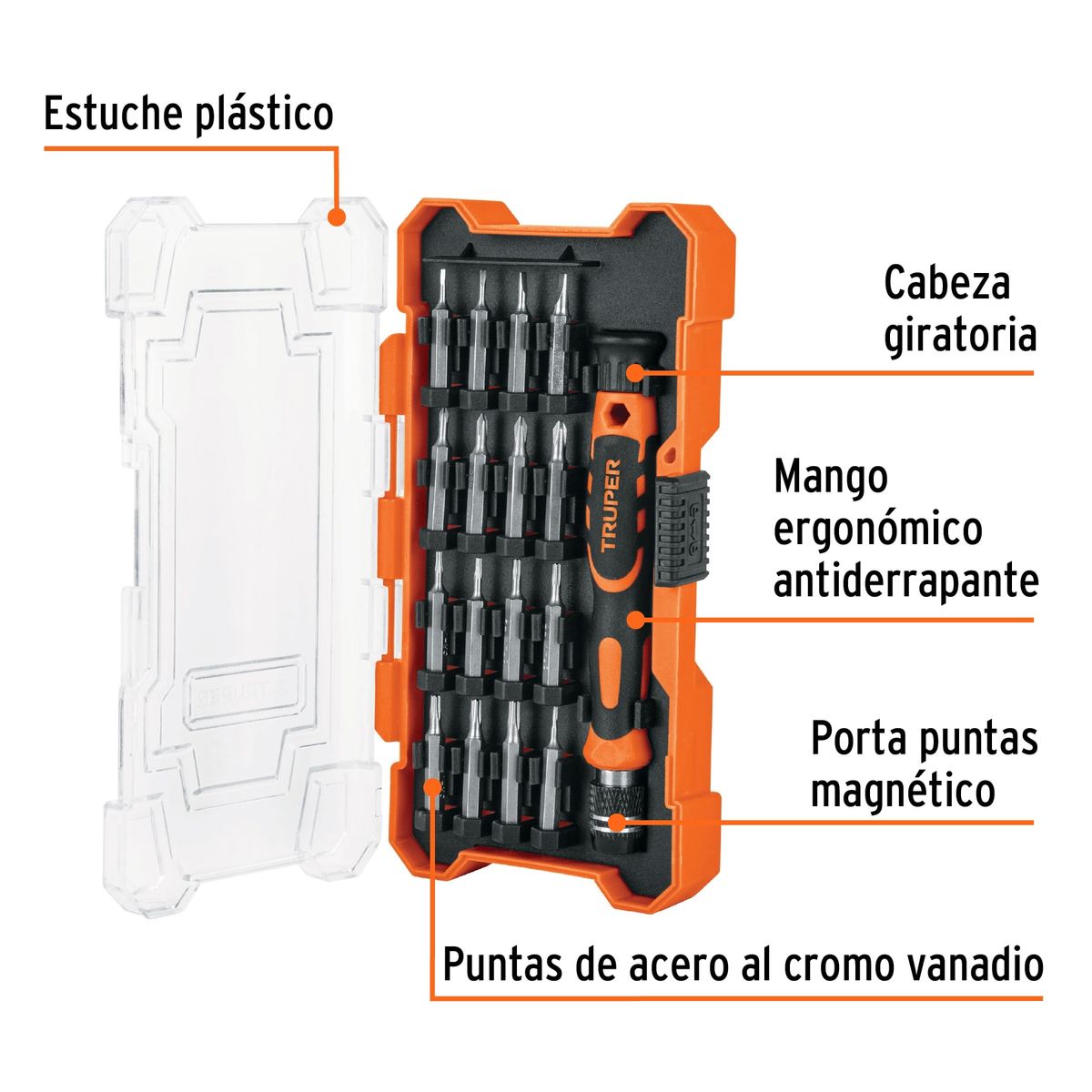 TRUPER - Juego desarmador joyero con 16 puntas Truper