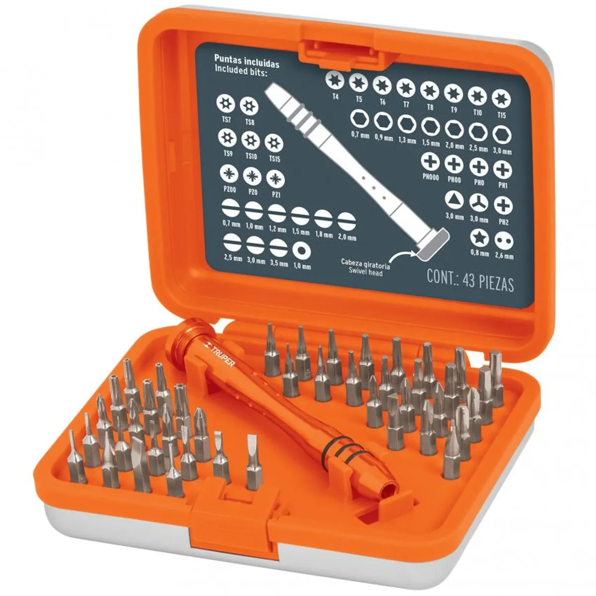 TRUPER - Juego desarmador joyero con 42 puntas Truper