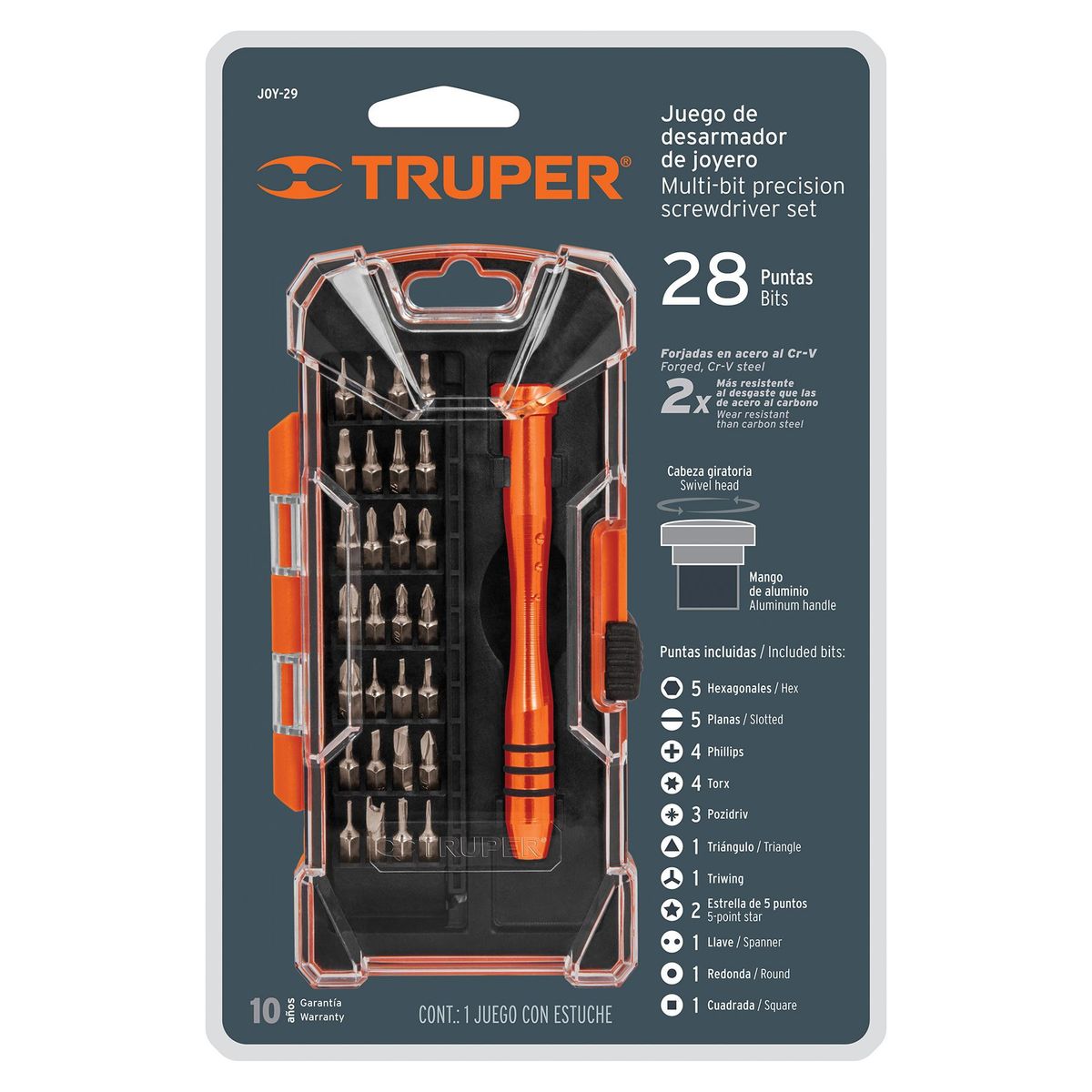 TRUPER - Juego desarmador joyero con 28 puntas Truper