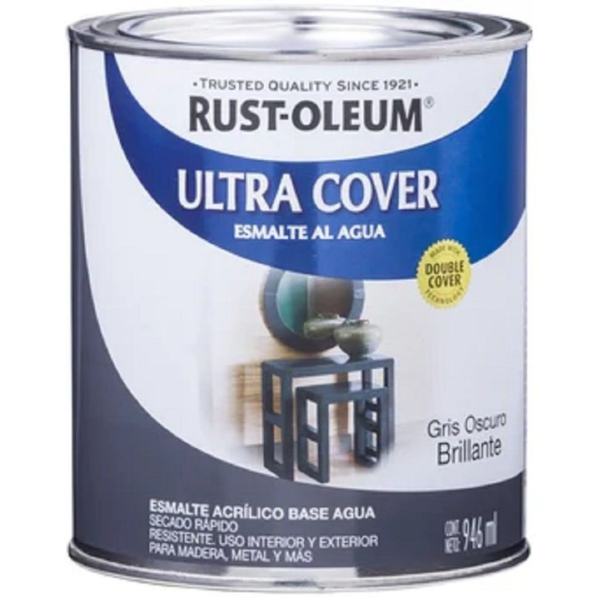 RUST OLEUM - Pintura Ultra Cover Brochable al Agua Gris Oscuro 946ml