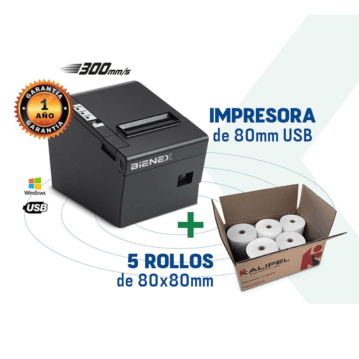 BIENEX - Impresora ticketera termica 80mm USB BIENEX