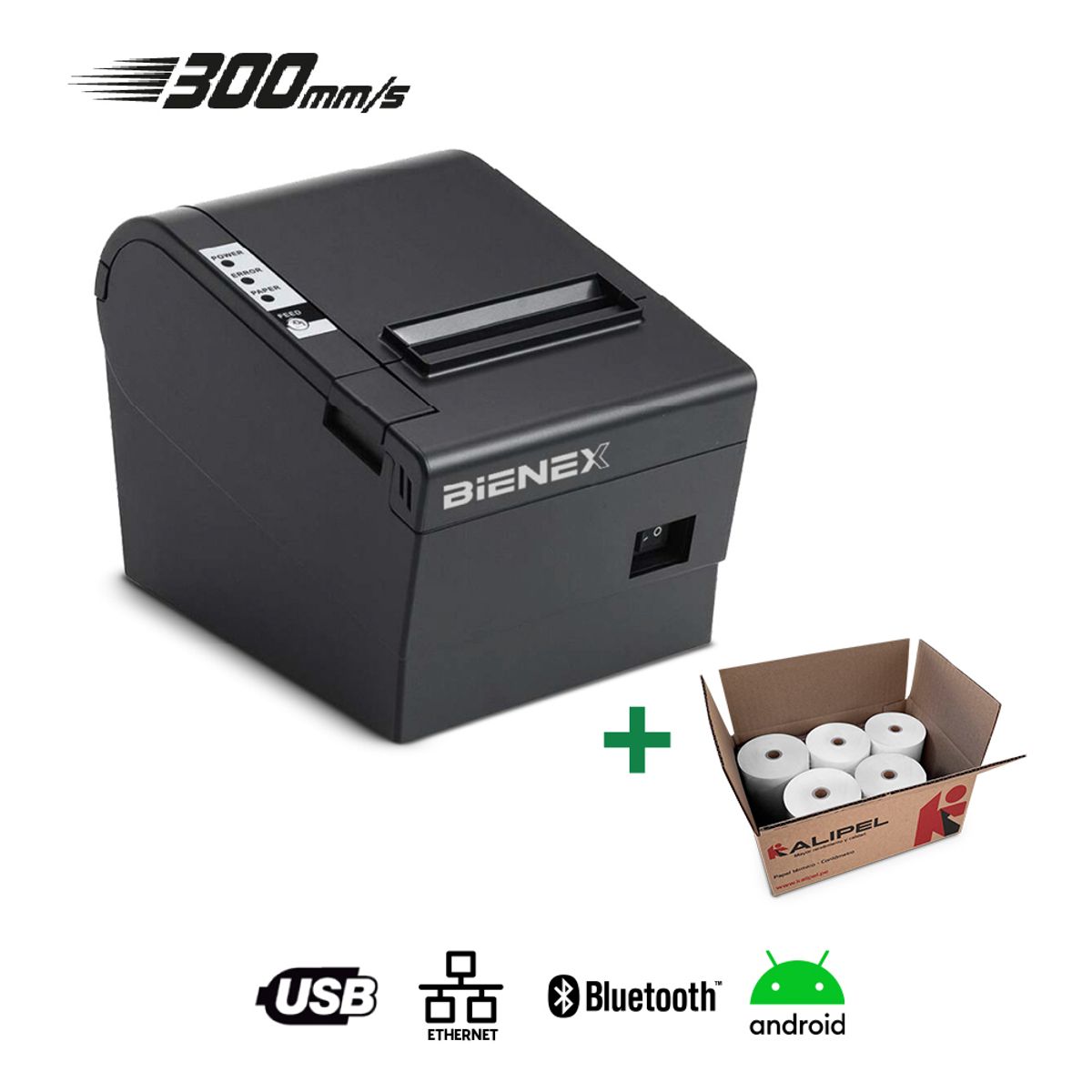 BIENEX - Impresora ticketera termica 80mm USB BLUETOOTH ETHERNET BIENEX