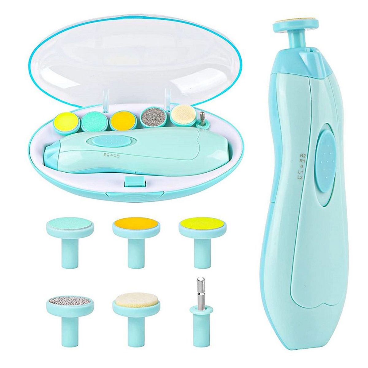 GENERICO - Corta Úñas Eléctrico Para Bebe Con 6 Limas Azul Itelsistem