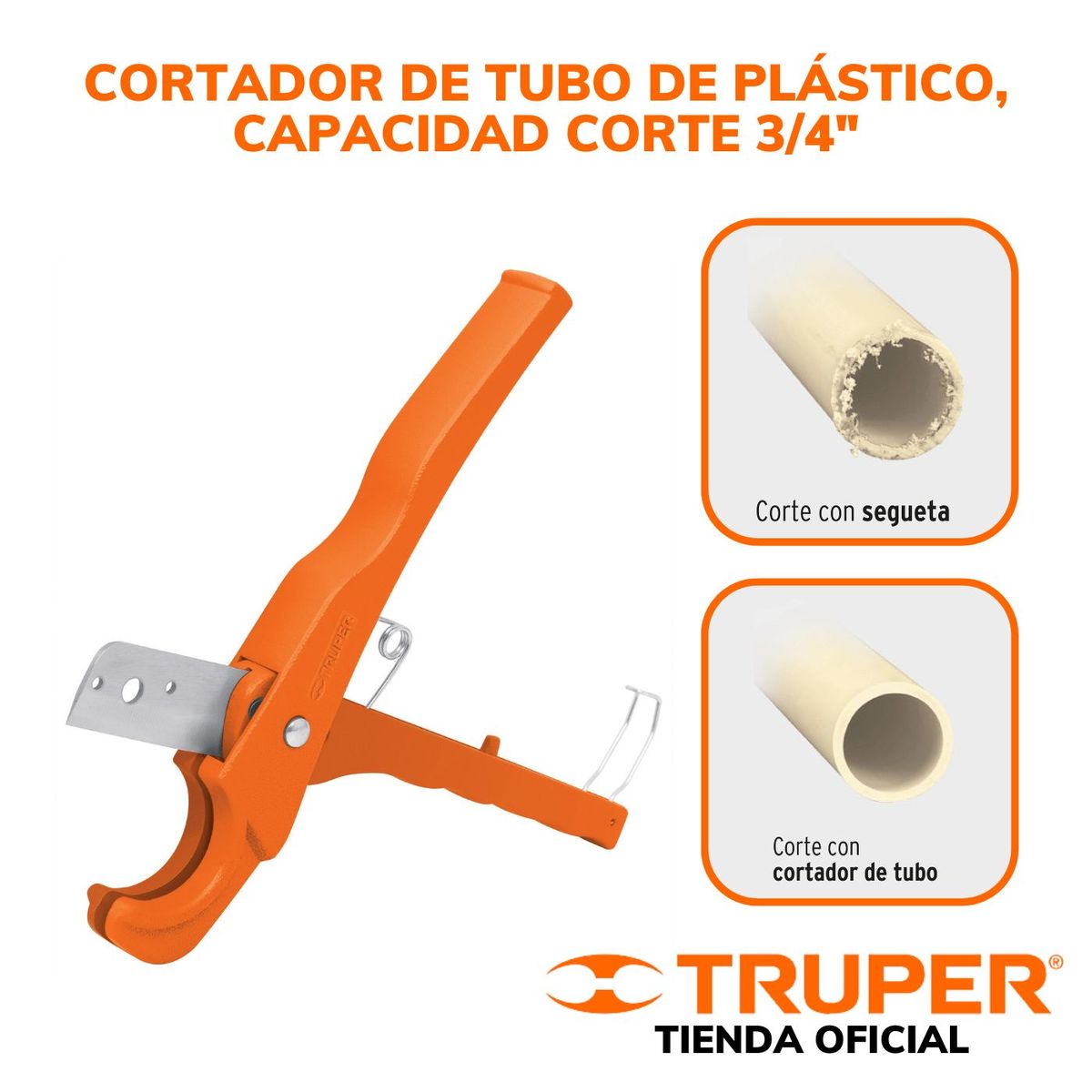 TRUPER - Cortador de tubo de plástico capacidad corte 34 Truper
