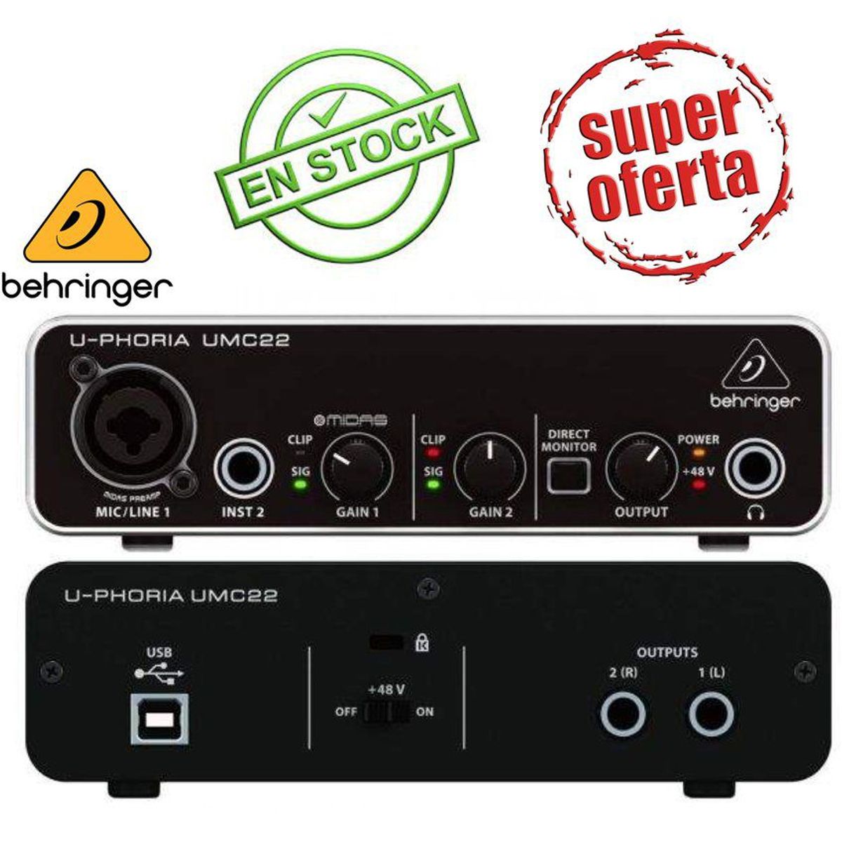 BEHRINGER - BEHRINGER UMC22 U-PHORIA Interfaz audio USB
