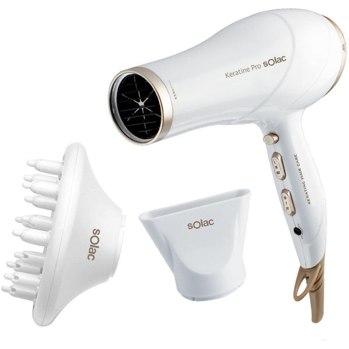 SOLAC - Kit keratine secadora  alisadora -blanco