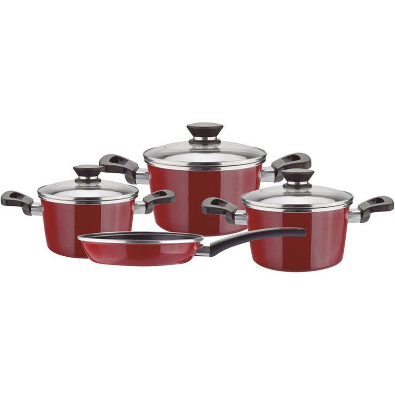 MAGEFESA - Juego de Ollas Acero Vitrificado 7 piezas Coral Rojo Magefesa